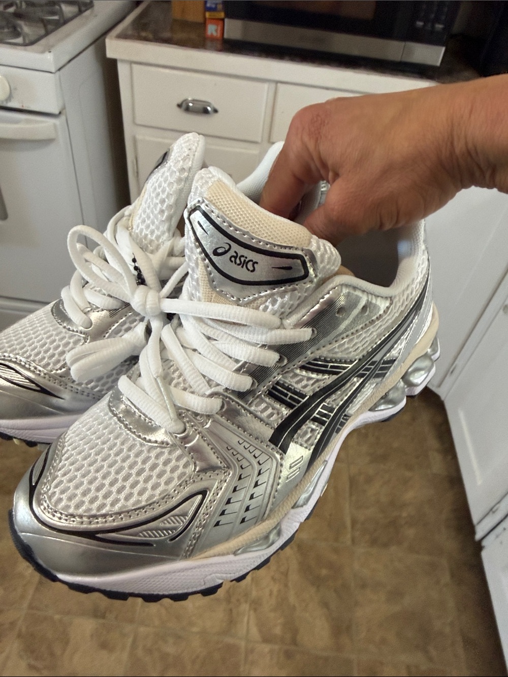 ASICS Women's Silver and White Athletic Running Shoes